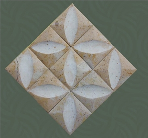 Yellow Limestone Flower Mosaic