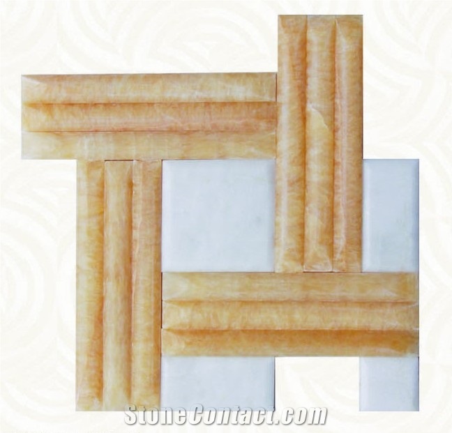 Yellow Onyx and White Marble Mix Mosaic