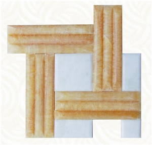 Yellow Onyx and White Marble Mix Mosaic Yellow Onyx and White Marble Mix Mosaic