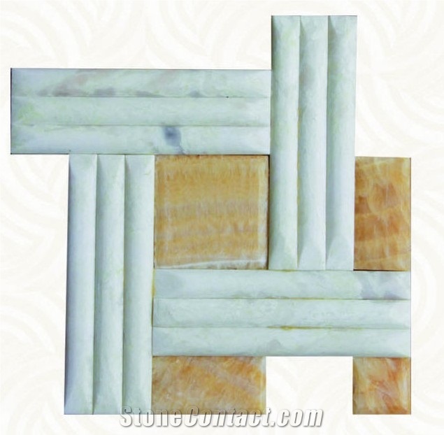 Yellow Onyx and White Marble Mix Mosaic
