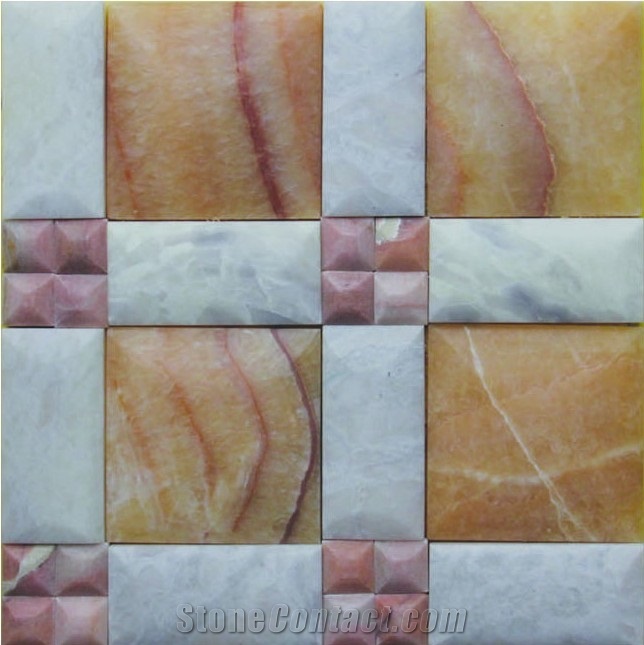 Yellow Onyx with Marble Mosaic