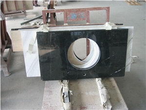 Chinese Nero Marquina Vanity Top, Black Marble Vanity Top