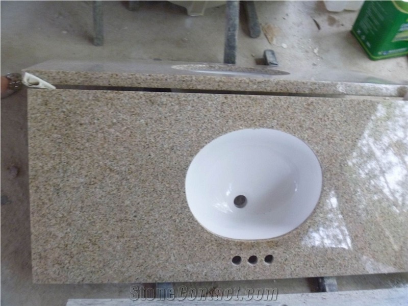 G682 Granite/sunset Gold/golden Peach Vanity, China Yellow Granite Bath Tops