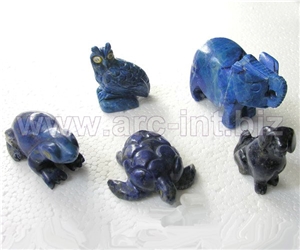 Natural Gemstones Lapis Lazuli Dog Carving Sculptu