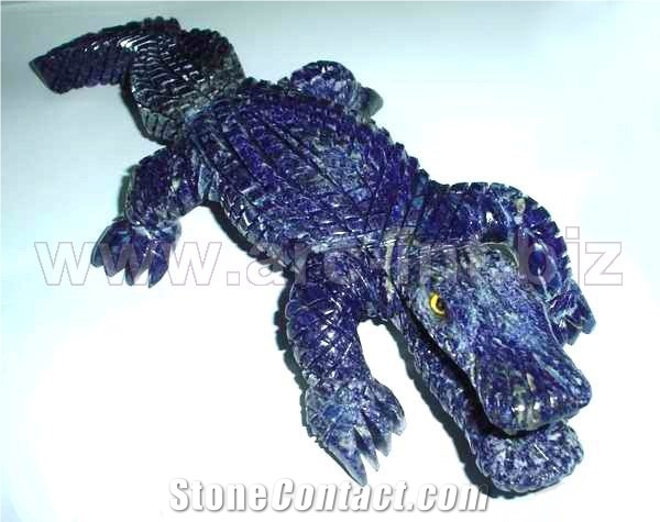 Natural Gemstones Lapis Lazuli Dog Carving Sculptu