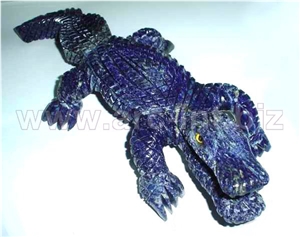 Natural Gemstones Lapis Lazuli Dog Carving Sculptu