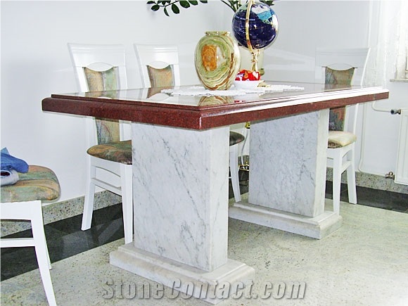 Bianco Lasa Vena Oro Marbletable Stand, White Marble