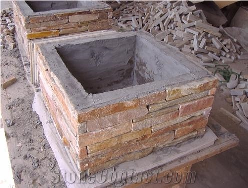 Chinese Slate Pillar, Beige Slate Column