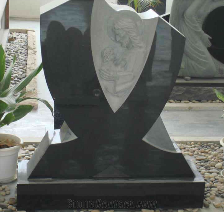 European Style Black Granite Stone, Shanxi Black Granite Monument, Tombstone