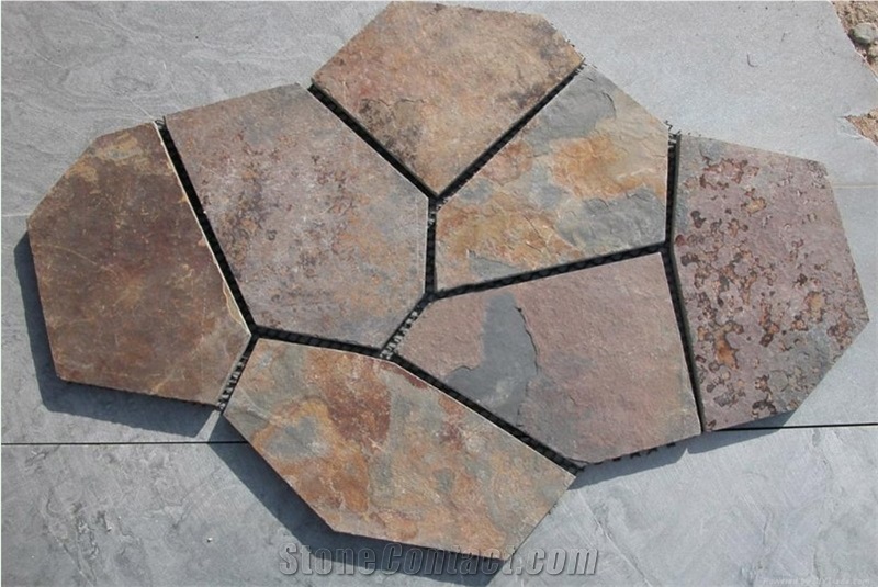 Meshed Stone, Beige Slate Flagstone