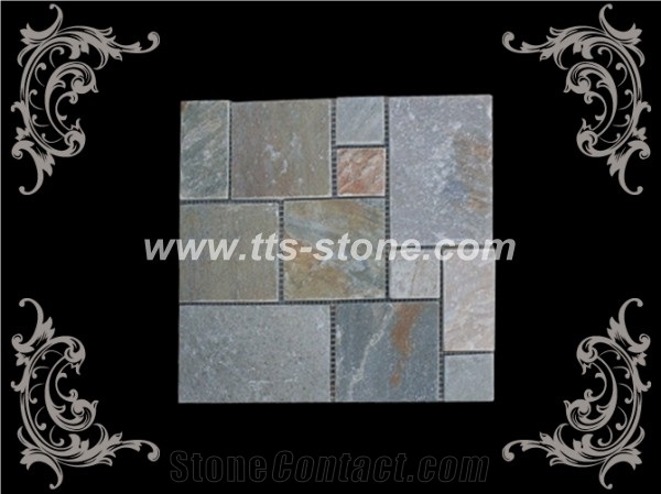 Outside Mosaic Stone, Beige Slate Mosaic