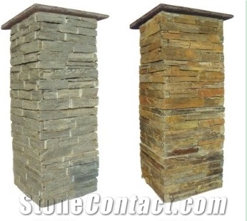 Slate Pillar Cladding, Yellow Slate Column
