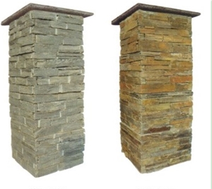 Slate Pillar Cladding, Yellow Slate Column