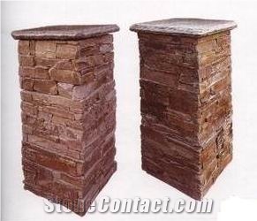 Slate Pillar Cladding, Yellow Slate Column