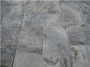 Pewter Silver Travertine Slabs, Turkey Grey Travertine