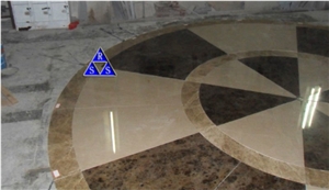 Hotel Waterjet Marble Medallion Flooring, Brown Marble Medallion