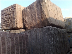 India Red Rough Granite Block, Indian Red Granite Block