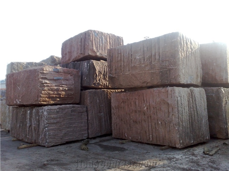 India Red Rough Granite Block, Indian Red Granite Block