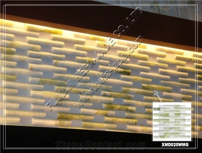 Green Jade&Chinese White Jade Mosaic Tile(XMD020WM