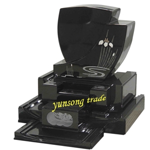 Asian Style Tombstone,China Black Granite Tombstone
