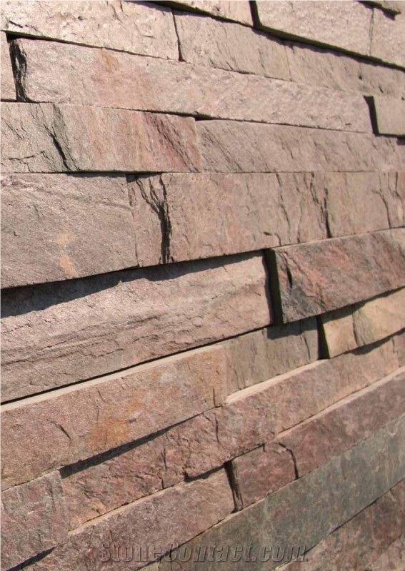 Indian Copper Slate Ledge Stone, Copper Quartzite Wall Cladding