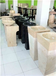 Beige Marble Pedestal Sink