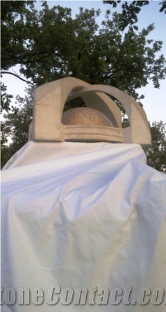 Kanfanar Limestone Abstract Sculpture, Beige Limestone