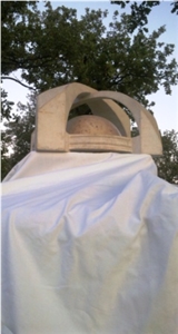 Kanfanar Limestone Abstract Sculpture, Beige Limestone