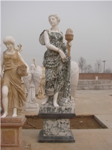 Beatiful Woman Stone Portrait Sculpture, White Marble Sculpture