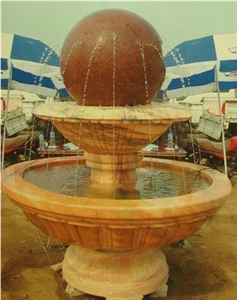 Marble Fountain with Fengshui Ball, Red Granite Fountain Marble Fountain with Fengshui Ball, Red Granite Fountain