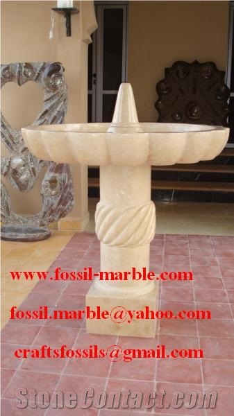 Crema Maroc Limestone Fountain, Beige Limestone