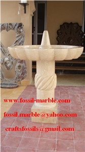Crema Maroc Limestone Fountain, Beige Limestone Crema Maroc Limestone Fountain, Beige Limestone