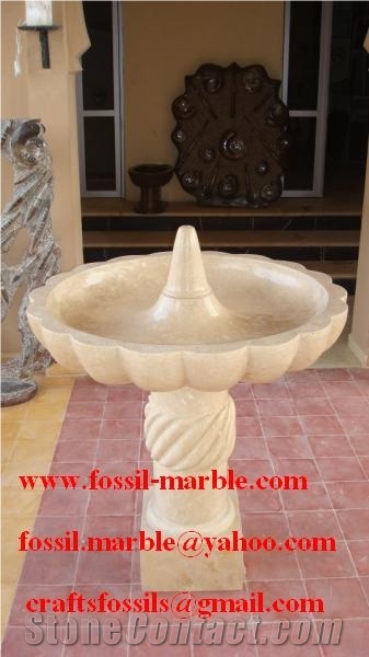 Crema Maroc Limestone Fountain, Beige Limestone