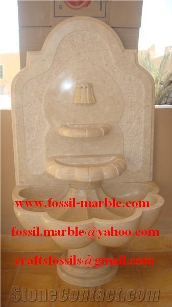 Crema Maroc Limestone Fountain, Beige Limestone