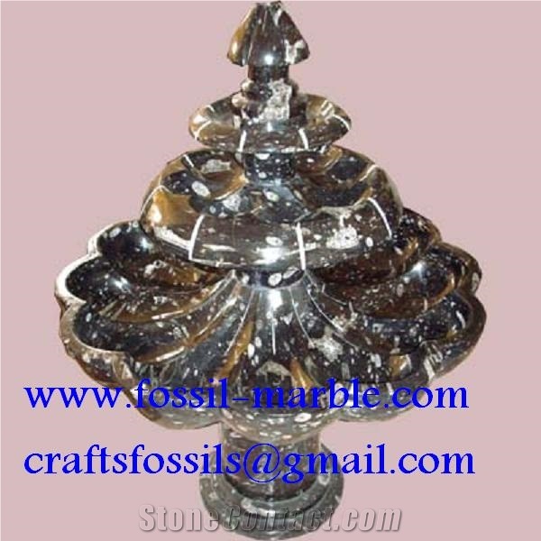 Fossil Black Limestone Fountain