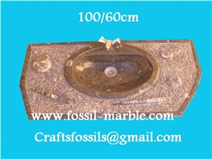 Fossil Brown Limestone Bath Top