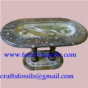 Fossil Liemstone Tables, Brown Marble Tables