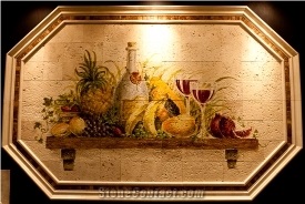 Travertine Mosaic Inlay Medallion