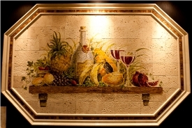 Travertine Mosaic Inlay Medallion