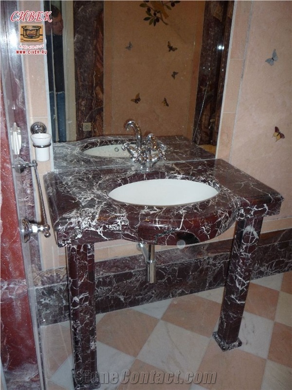 Rosso Levanto Marble Vanity Top, Red Marble