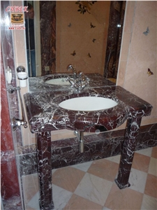 Rosso Levanto Marble Vanity Top, Red Marble Rosso Levanto Marble Vanity Top, Red Marble