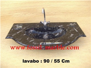Fossil Black Limestone Sink&Basin, Fossil Limestone Black Marble