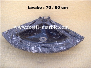 Fossil Black Limestone Sink&Basin, Fossil Limestone Black Marble