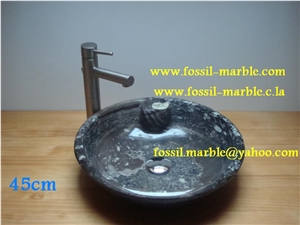 Fossil Black Limestone Wash Basin