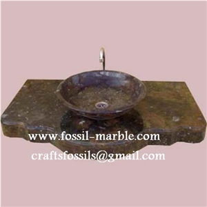 Fossil Brown Limestone Basin, Fossil Limestone Brown Marble