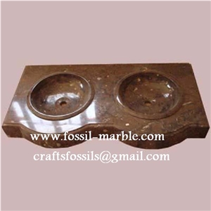 Fossil Brown Limestone Basin, Fossil Limestone Brown Marble