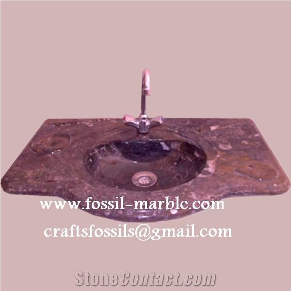 Fossil Brown Limestone Basin, Fossil Limestone Brown Marble