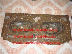 Fossil Brown Limestone Bath Tops