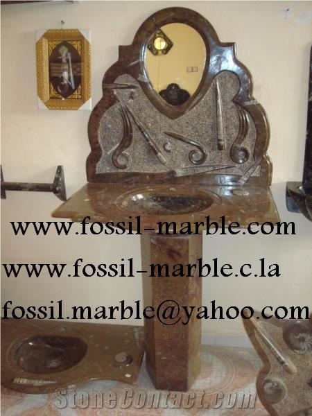 Fossil Brown Limestone Bath Tops