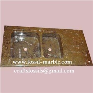 Fossil Brown Limestone Double Basins
